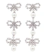 Self-portrait Women Micro Bow Pearl Tiered Earrings In Metallic