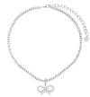 Self-portrait Crystal Bow Tennis Necklace In Neutral