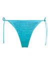 Self-portrait Bikini Bottom With All-over Crystal Embellishment In Light-blue Polyamide Woman In Blue