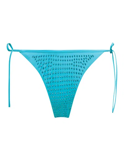 SELF-PORTRAIT BIKINI BOTTOM WITH ALL-OVER CRYSTAL EMBELLISHMENT IN LIGHT-BLUE POLYAMIDE WOMAN