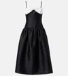 Self-portrait Taffeta Contrast-bow Midi Dress In Black