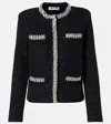 Self-portrait Black Crewneck Sequin Cardigan In Black