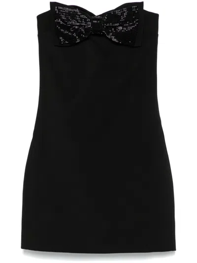 Self-portrait Self Portrait Bow Detail Mini Dress In Black