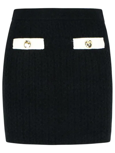SELF-PORTRAIT SELF-PORTRAIT BLACK ALPACA BLEND SKIRT