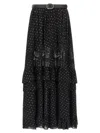 Self-portrait Black And Gold Chiffon Lace Maxi Skirts Black In Black