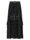 Self-portrait Black And Gold Chiffon Lace Maxi Skirt In Black