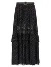 Self-portrait Black And Gold Chiffon Lace Maxi Skirts Black In Black