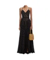 Self-portrait Black And Gold Chiffon Maxi Dress In Black