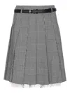 Self-portrait Prince Of Wales Pleated Midi Skirt In Gray