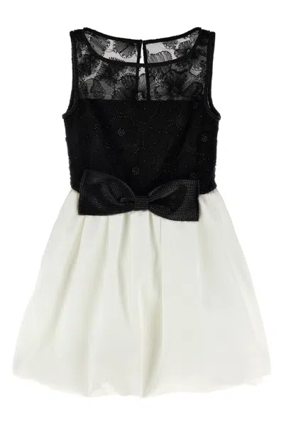 SELF-PORTRAIT SELF PORTRAIT 'BLACK AND WHITE TULLE MINI' DRESS