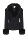 Self-portrait Black Tailored Boucle Fur Jacket Clothing In Black