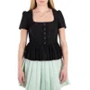 Self-portrait Self Portrait Black Boucle Peplum Top