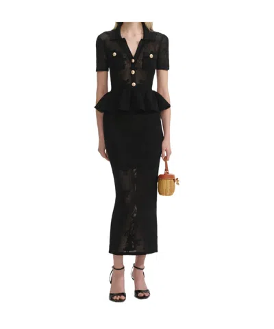 Self-portrait Black Bow Crochet Midi Dress