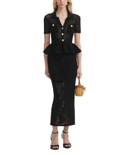 SELF-PORTRAIT SELF-PORTRAIT BLACK BOW CROCHET MIDI DRESS