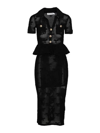 Self-portrait Black Bow Crochet Midi Dress