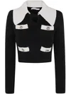 Self-portrait Front Slip Pocket Cropped Jumper In Black