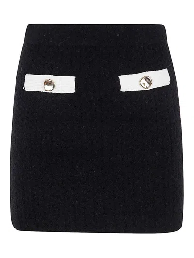 SELF-PORTRAIT BLACK CASHMERE BLEND KNIT SKIRT