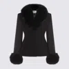 Self-portrait Black Tailored Boucle Fur Jacket Clothing In Black