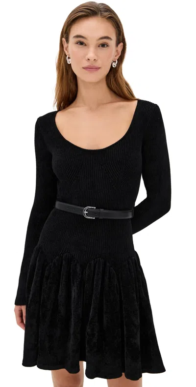 Self-portrait Black Chenille Knit Mini Dress Black