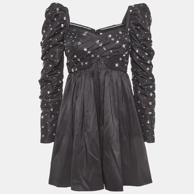 Self-portrait Black Cluster Sequin Synthetic Taffeta Mini Dress