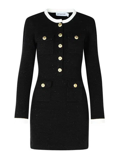 SELF-PORTRAIT BLACK COTTON BLEND DRESS