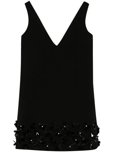 SELF-PORTRAIT SELF-PORTRAIT BLACK CREPE 3D SEQUIN MINI DRESS