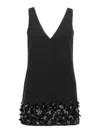 Self-portrait Sequined Crepe Mini Dress In Black