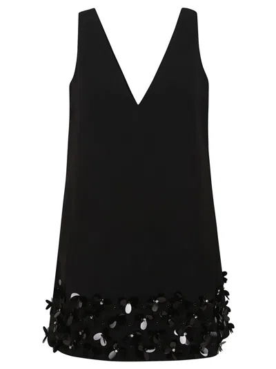 SELF-PORTRAIT BLACK CREPE 3D SEQUIN MINI DRESS