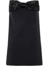 Self-portrait Black Sleeveless Mini Dress With Bandeau And Beaded Oversize Bow In Tech Fabric Woman