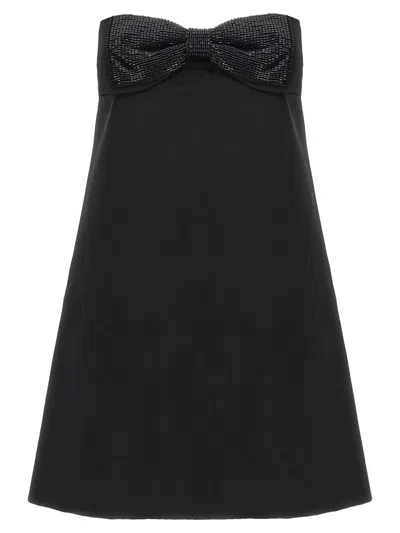 SELF-PORTRAIT SELF-PORTRAIT 'BLACK CREPE BANDEAU MINI' DRESS