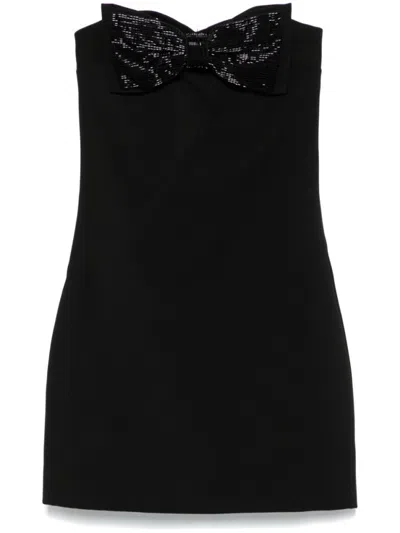 SELF-PORTRAIT BLACK CREPE BANDEAU MINI DRESS