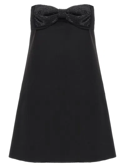 SELF-PORTRAIT SELF-PORTRAIT 'BLACK CREPE BANDEAU MINI' DRESS