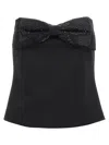 Self-portrait Black Sleeveless Top With Bandeau Neckline In Tech Fabric Woman In Black