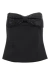 Self-portrait Black Sleeveless Top With Bandeau Neckline In Tech Fabric Woman In Black