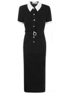 Self-portrait Midi Crepe Dress With Jewel Buttons In Black