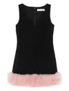 Self-portrait Fur-trimmed Sleeveless Dress In Black