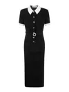 Self-portrait Midi Crepe Dress With Jewel Buttons In Negro