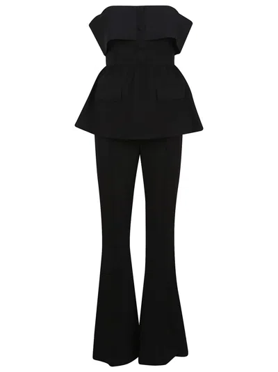 SELF-PORTRAIT SELF-PORTRAIT BLACK CREPE OFF SHOULDER JUMPSUIT
