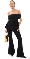 Self-portrait Black Crepe Off Shoulder Jumpsuit Black In Black