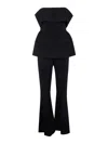 Self-portrait Black Crepe Off Shoulder Jumpsuit Black In Negro