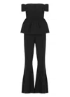 Self-portrait Black Crepe Off Shoulder Jumpsuit Black