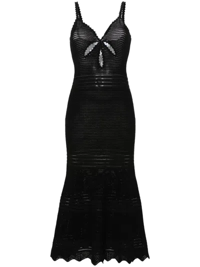 SELF-PORTRAIT SELF PORTRAIT BLACK CROCHET CUT OUT MIDI DRESS
