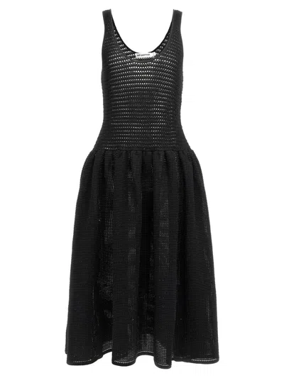 Self-portrait Crochet Knit Midi Dresses In Black