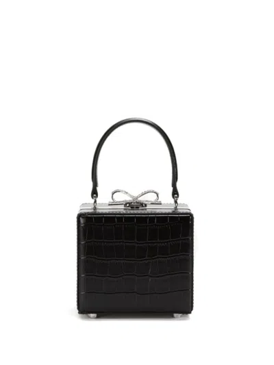 SELF-PORTRAIT BLACK CRYSTAL-BOW BOX CLUTCH