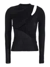 Self-portrait Black Cut Out Viscose Knit Top In Black