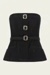 Self-portrait Black Denim Bandeau Top In Black