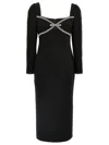 Self-portrait Black Diamante Bow Midi Dresses In Black