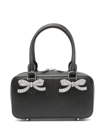 Self-portrait Black Distressed Leather Mini Tote Bag Bags