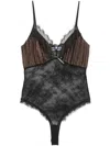 Self-portrait Bodysuit Made Of Polyester Blend In Black