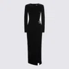 Self-portrait Black Velvet Embellished Midi Dress Black In Black